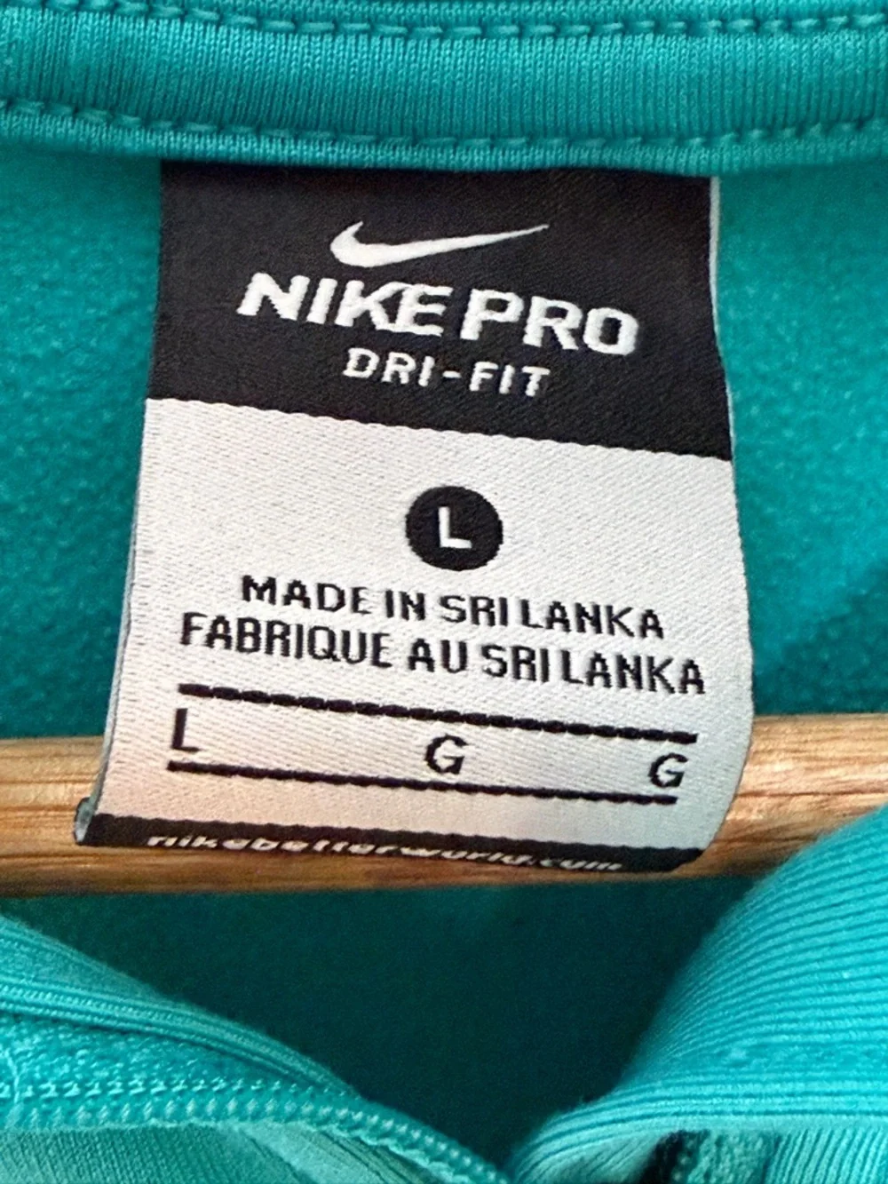 Nike Pro Dri Fit 1/4 Zip Womens L Teal‎ Thumbhole Athletic Top